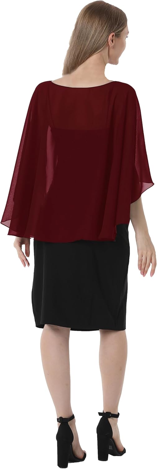 Damen Chiffon-umhang001 Pashmina-Schal Einheitsgrösse Burgunder, Einheitsgrösse Burgunder