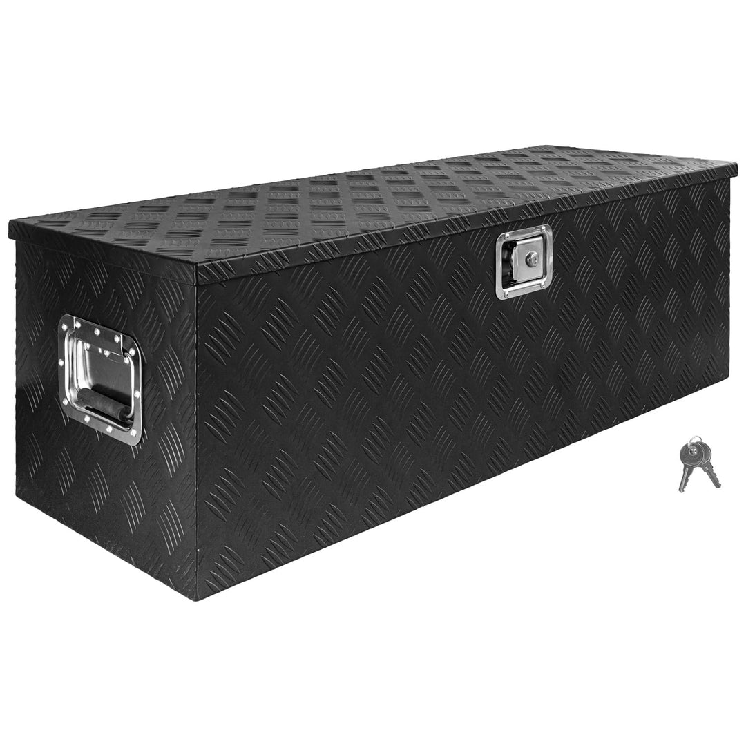 Trucky Deichselbox Schwarz Werkzeugkasten Truckbox Alu Box Anhänger Kiste mit Deckel Abschliessbar A