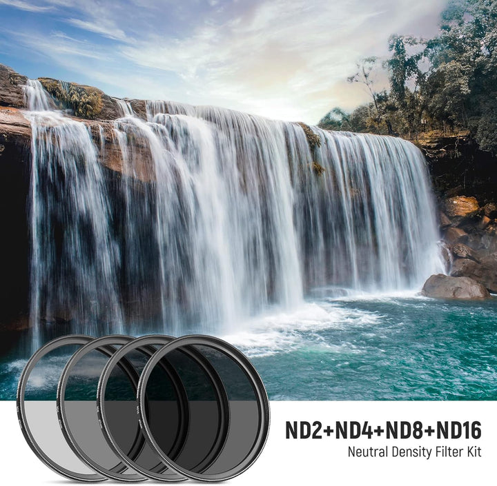 NEEWER 67mm ND Filter Set ND2 ND4 ND8 ND16, Objektivreinigungsstift, Filterbeutel, Graufilter Set, k