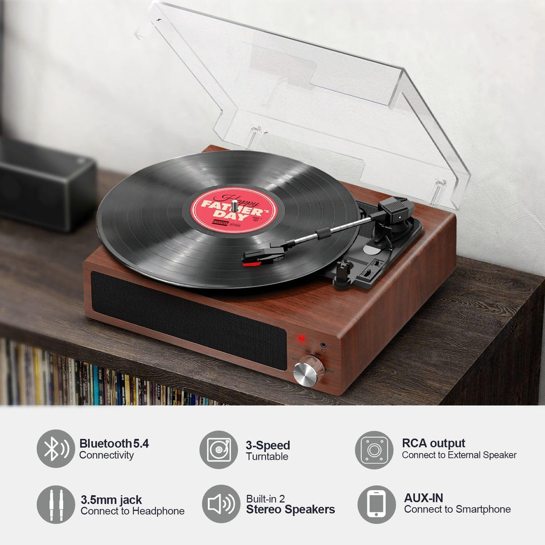 Plattenspieler, FYDEE Vinyl Plattenspieler Bluetooth Schallplattenspieler Vintage Turntable mit Eing