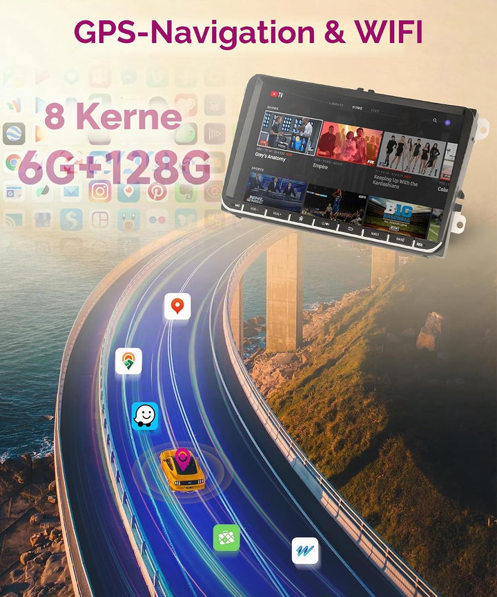 6G+128G 8 Core Android Autoradio für VW Golf 5 6 Passat Polo Tiguan Touran Caddy Skoda Seat 9 Zoll A