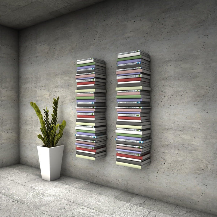 home3000 Bis 60 Bücher - 3 weisse unsichtbare Bücherregale - bis zu 150 cm schwebende Bücherstapel -