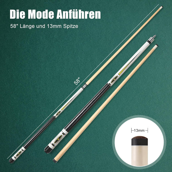 Pool Queue, 58 Zoll Billard Queue Hardwood Pool Cue 13mm Spitzen für Professionelle Billardspieler,