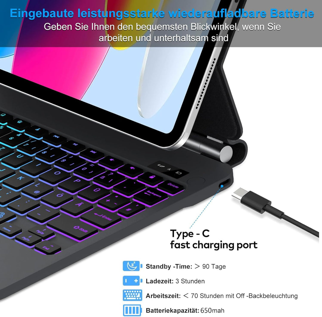 Magic Keyboard für iPad A16 11. Generation 11 Zoll 2025 &amp; iPad 10. Generation 10.9" 2022, Schwebende