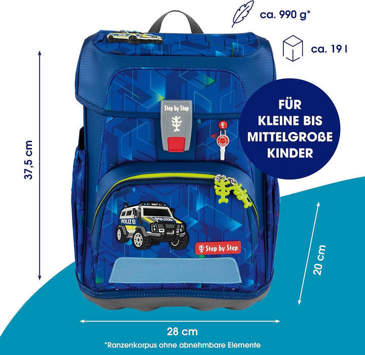 Step by Step Schulranzen-Set Cloud, 5-teilig, ergonomischer Tornister mit Reflektoren, höhenverstell