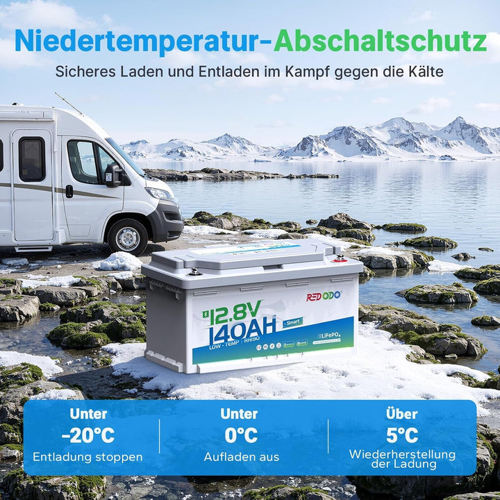 Redodo 3 Pack 12V 140Ah H190 LiFePO4 Batterie mit 150A Smart BMS, 1792Wh 12V 140Ah H190 Bluetooth 3e