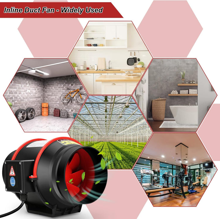 150mm Rauchabzug Rohrventilator mit Fernbedienung und EU-Stecker, 2-Gang Regler Inline-Abluftventila