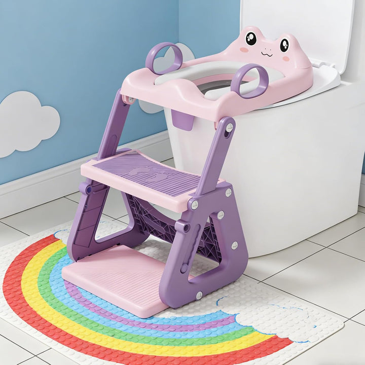 Toilettensitz Kinder mit Treppe,Stabil Kinder Toilettensitz mit Dreiecksstruktur,3 in 1 Toilettentra