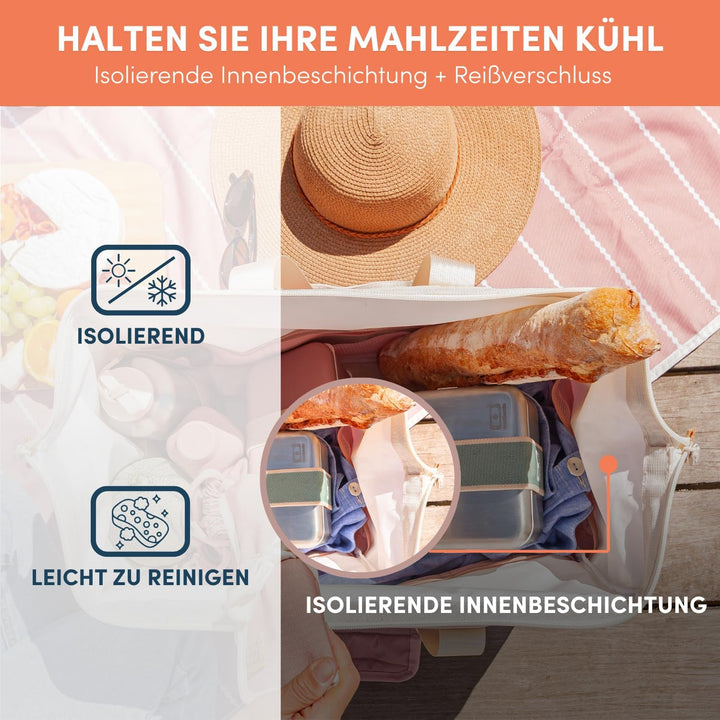 monbento – 25-Liter-Isoliertasche + wasserdichte Tischdecke – Ideal für Picknicks – Rosa