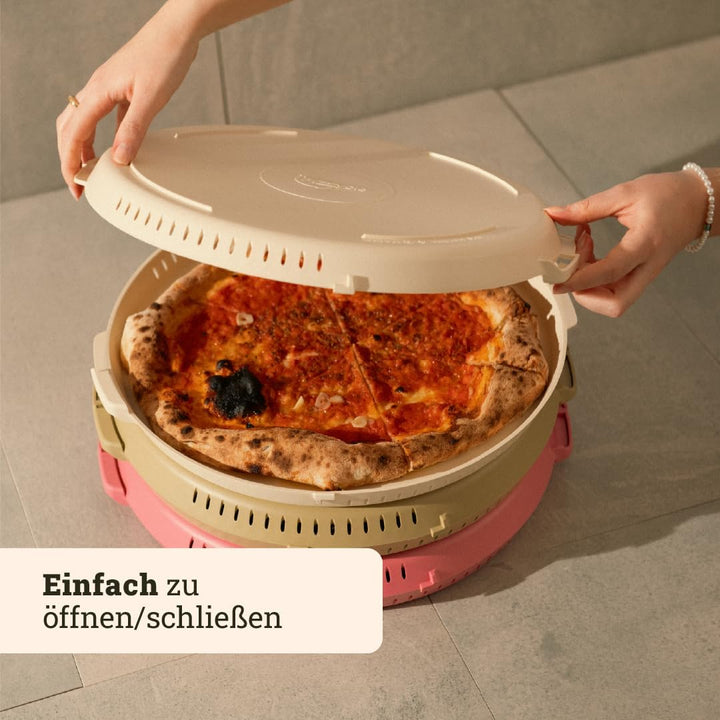 Original Wiederverwendbare Pizzabox seit 2022, Mehrweg Pizzakarton aus robustem Polypropylen für Piz