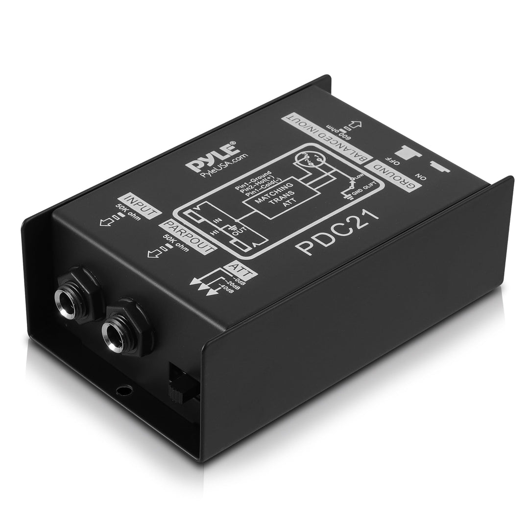 Pyle Premium DI Direct Injection Box, Passive DI Einheit, Brummen-Entferner mit Eingangs-Dämpfer zum