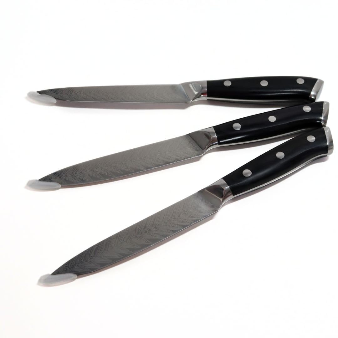 Lacers PurpleLine Messer Set 3-teilig – Allzweckmesser 5" aus rostfreiem Edelstahl 7Cr17 – Küchenmes