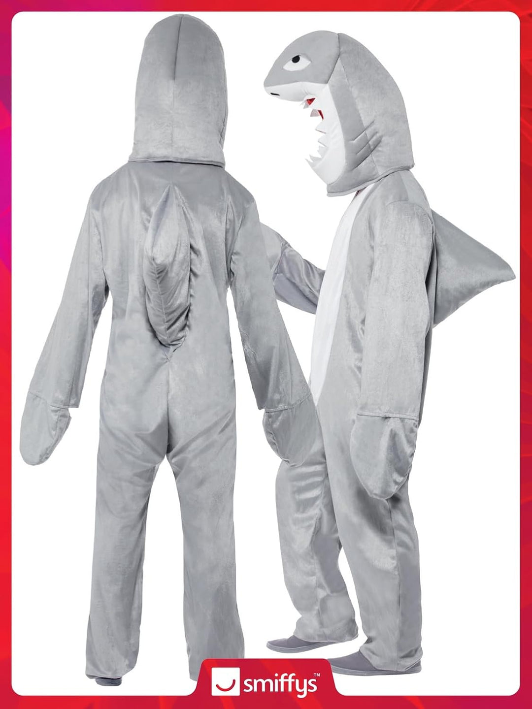 Smiffys, Herren Hai Kostüm, Bodysuit und Kopfteil, One Size, 43815 Einheitsgrösse, Einheitsgrösse