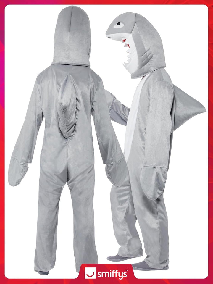 Smiffys, Herren Hai Kostüm, Bodysuit und Kopfteil, One Size, 43815 Einheitsgrösse, Einheitsgrösse