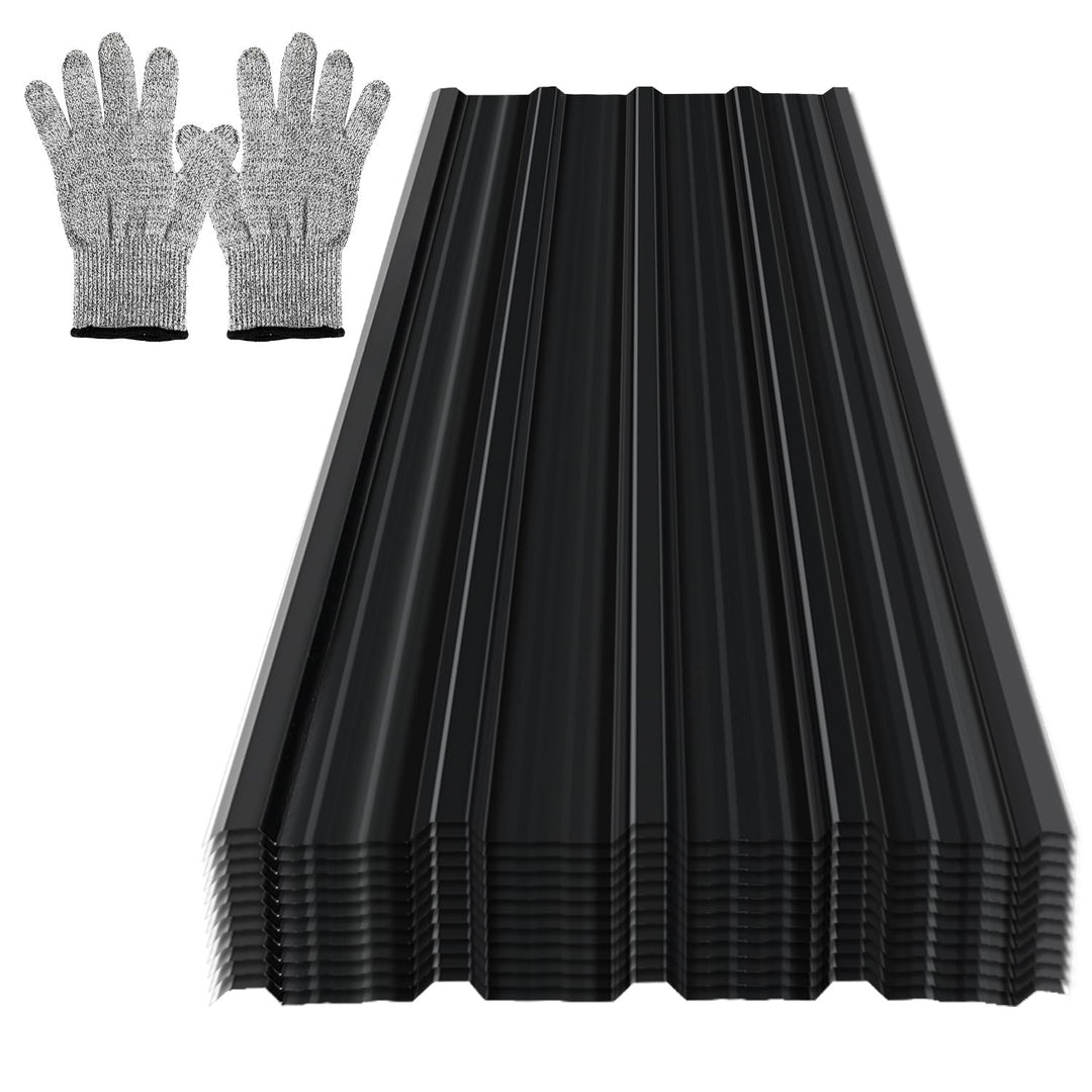 12x Trapezblech Profilblech 129 x 46 cm - 7 m²,Anthrazit Schwarz 129x46cm (12 Stück), Schwarz 129x46