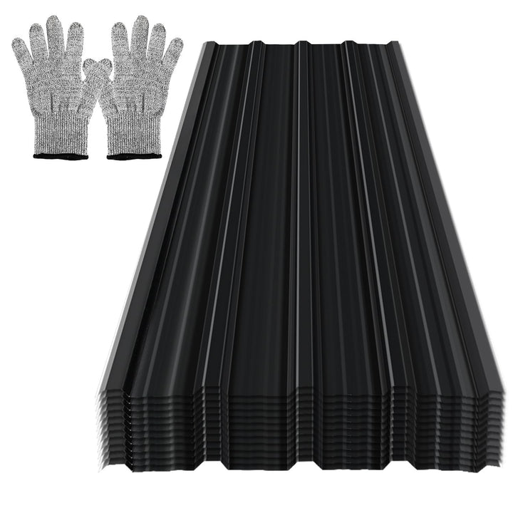 12x Trapezblech Profilblech 129 x 46 cm - 7 m²,Anthrazit Schwarz 129x46cm (12 Stück), Schwarz 129x46