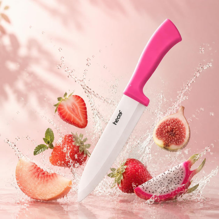 hecef Keramikmesser Set 3-teilig Rosa, Küchenmesser Set mit Schutzscheide, Rosa