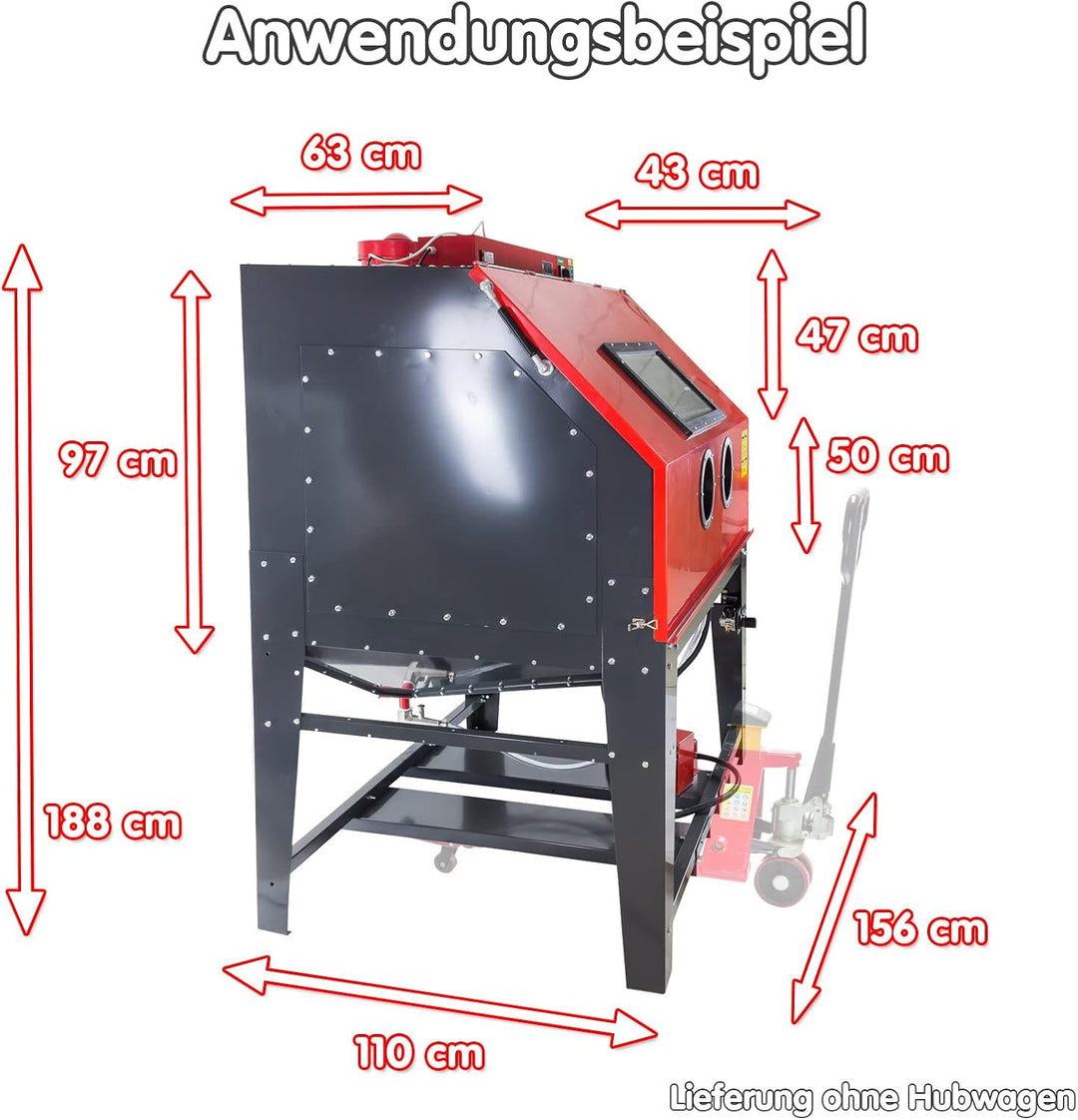 Sandstrahlkabine Sandstrahlgerät Sandstrahler sandstrahlen reinigen 1200 Liter / 1300 Watt / 400 bis
