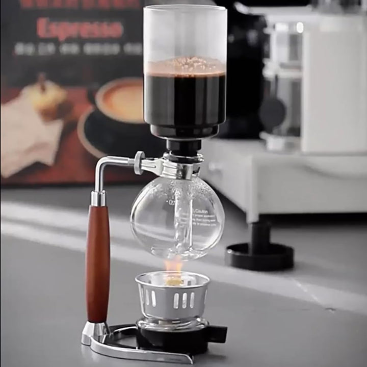 Rustikaler Siphon mit Holzgriff für 5 Tassen