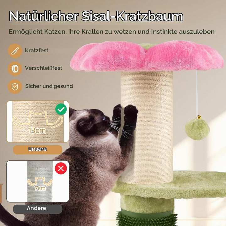 SOARS Kratzbaum, 69 cm hoch, 13 cm Dicker Stamm, Katzenbaum mit Kratzsäule, Selbstpflegegerät, Hänge