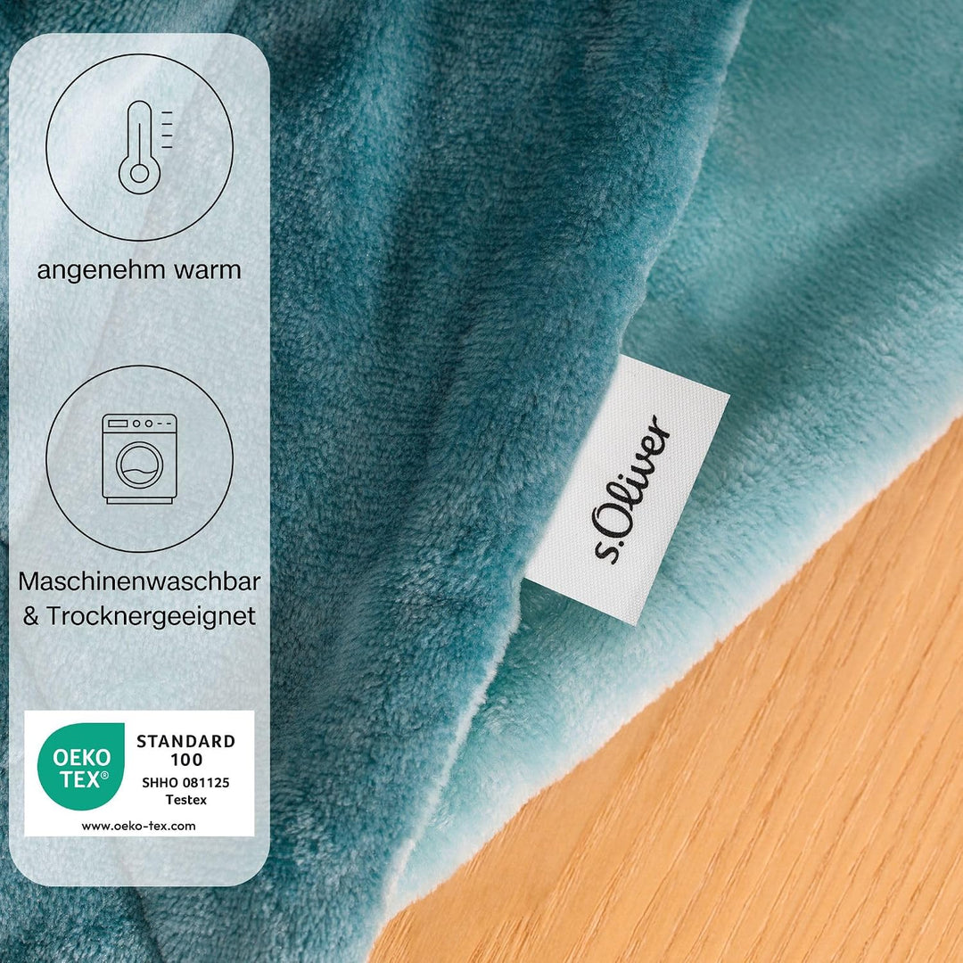 s.Oliver Doublesoft Kuscheldecke 150x200 - super kuschelig &amp; warm, Polyesterflausch Decke Petrol bla