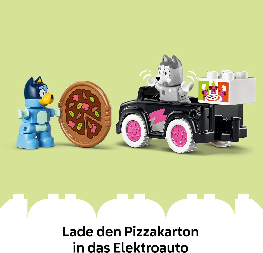 LEGO DUPLO Bluey Pizza-Schwestern mit Muffin und Bluey - Motorikspielzeug für Kleinkinder - Montesso
