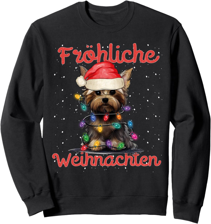 Frohe Weihnachten, Yorkshire Terrier mit Weihnachtsmütz Sweatshirt