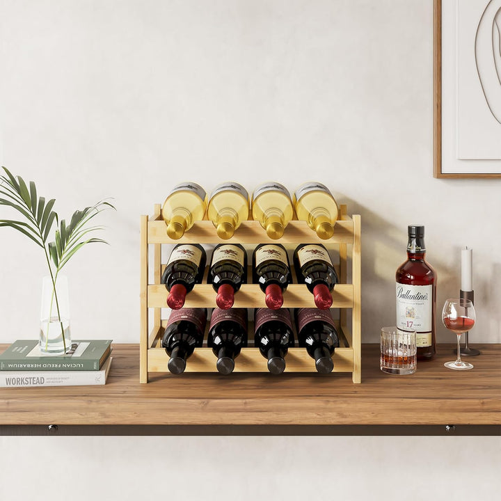 Dripex Weinregal, 2er Set, klein Flaschenregal, Flaschenhalter 3 Ebenen 12 Flacshen-2er Set, 12 Flac