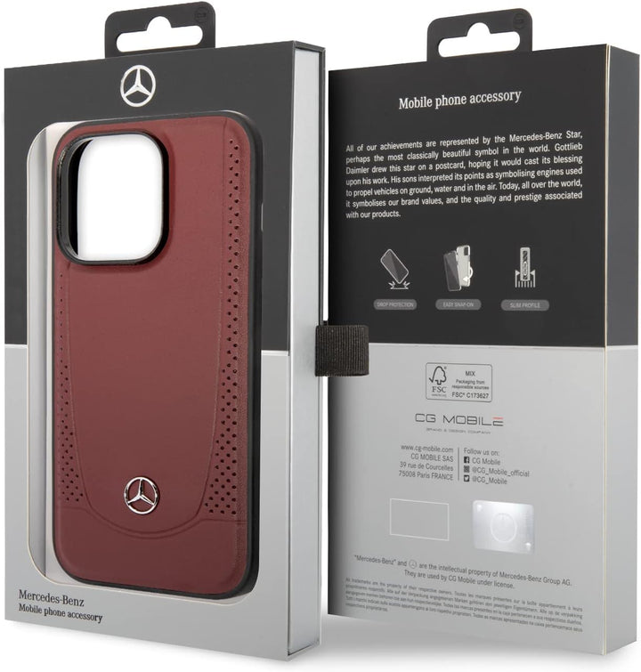 CG MOBILE Mercedes-Benz Schutzhülle für iPhone 14 Pro in Rot mit Perforationen, Back Cover Rot/Ausfl