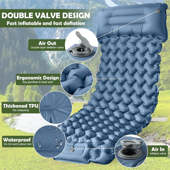 Isomatte Selbstaufblasend, 12CM Verdicktes Tragbar Camping Matratze Wasserdicht Kleines Packmass mit