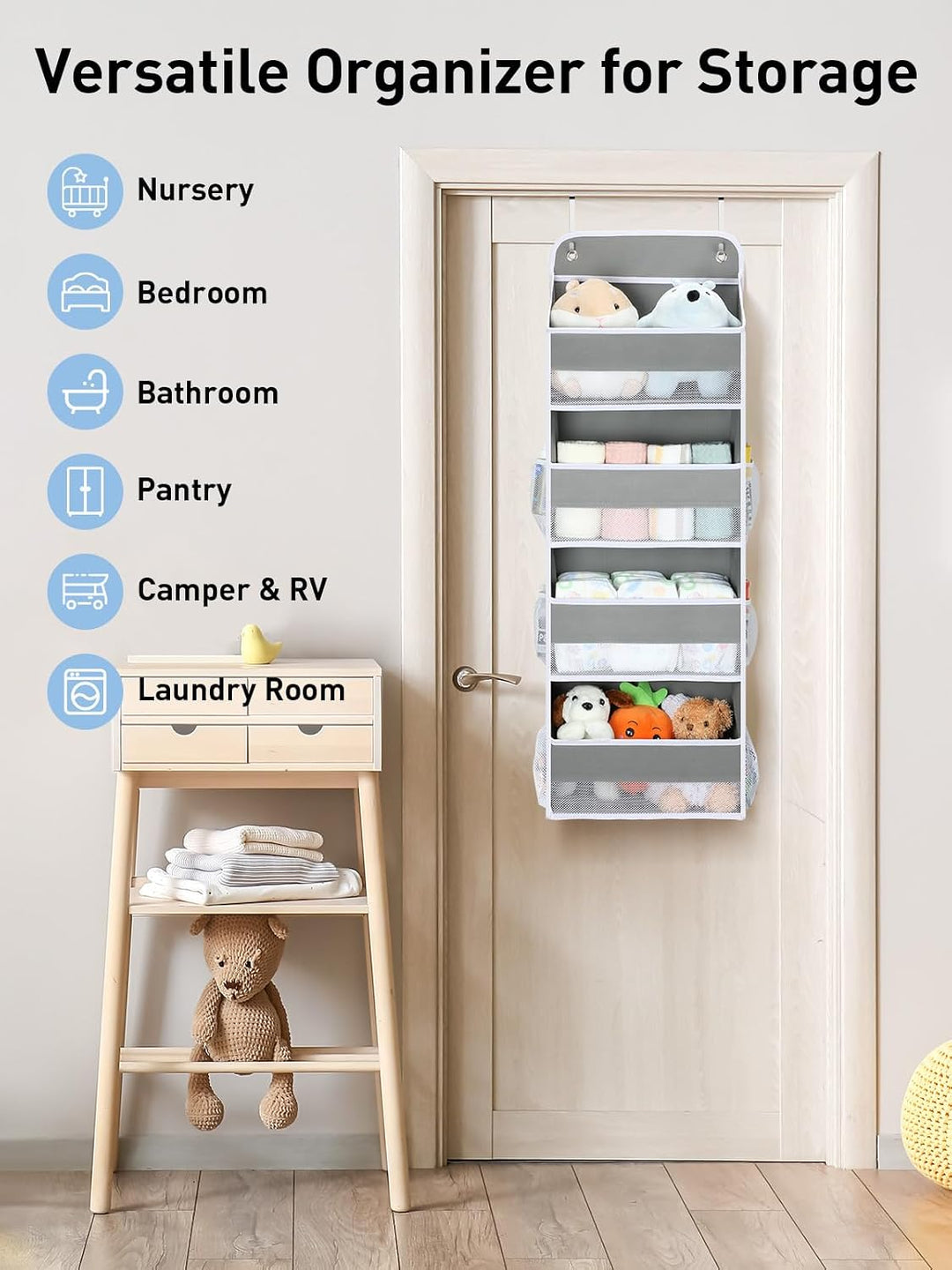 Yecaye 4 Etagen Tür Organizer Hängend Stoff, Grau 1 Stück Grau ,4 Pocket 1 Pack, Grau ,4 Pocket 1 Pa