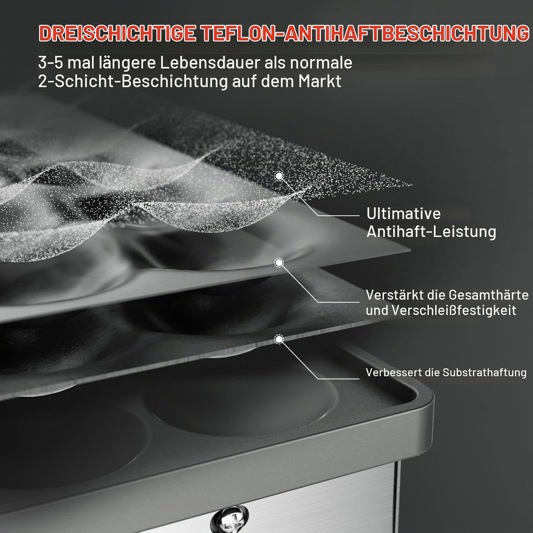 CROSSON 50 Loch Mini Pfannkuchenmaker Kommerzielle mit 43 mm Durchmesser,Poffertjes Maker Elektrisch