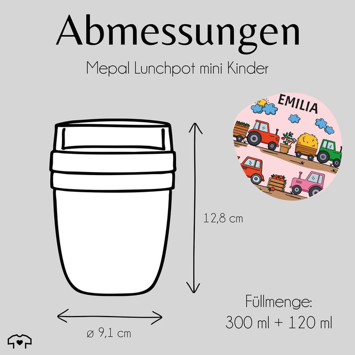 Shirtracer Mepal Müslibecher personalisiert Bauernhof Traktoren 1 Rosa, 1 Rosa