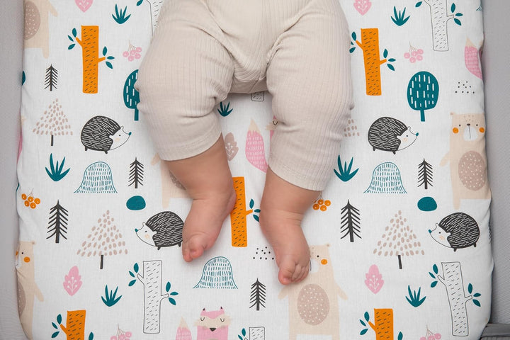 Lovely Hippo 2X Spannbettlaken 90x55cm 100% Baumwolle + 1X Matratzenschoner 100% wasserdichtem Mater
