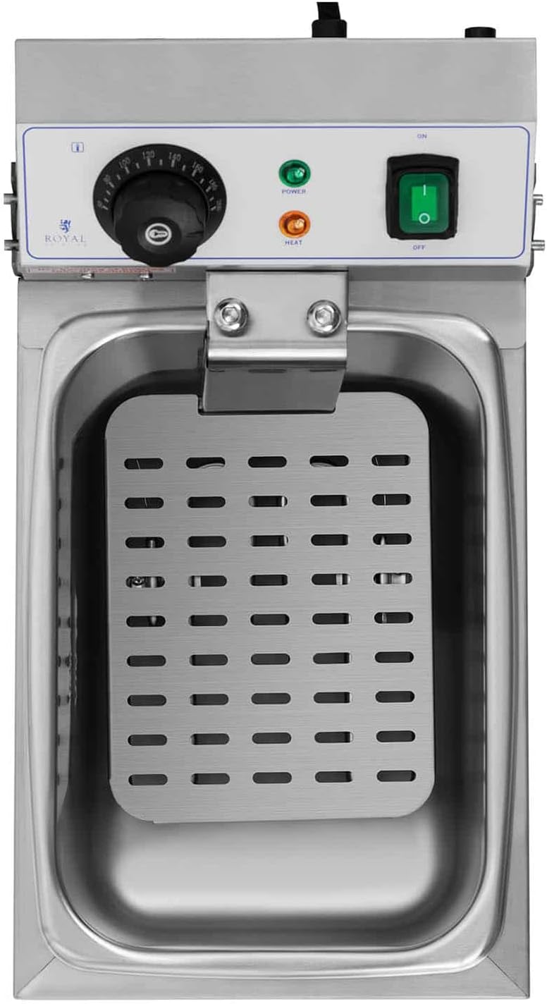 Royal Catering Fritteuse Elektro-Fritteuse (Kapazität 8 L, 3200 W, Temperaturbereich: 50-200 °C, Kal