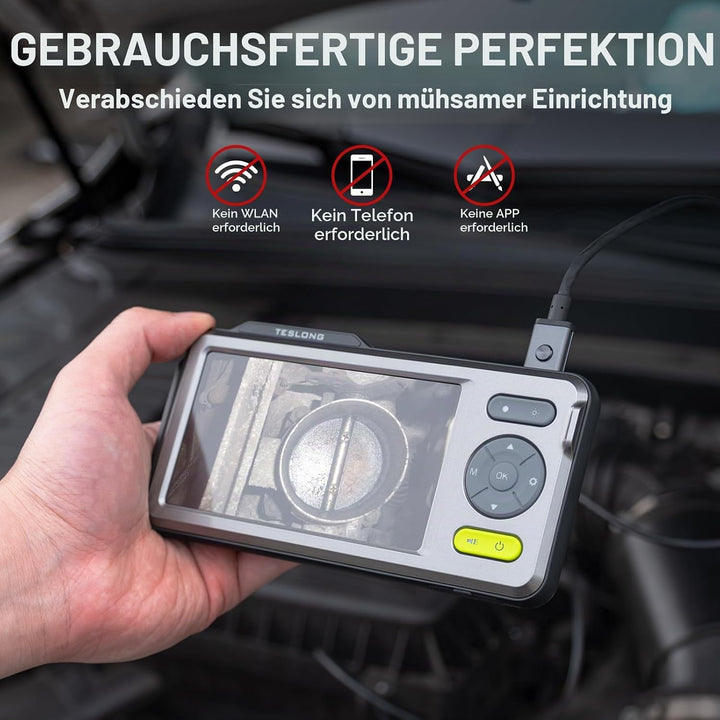 Teslong 5mm Endoskopkamera, 1080P HD Zwei Linsen Endoskopkamera mit Licht, 5 -Zoll -Farb-Bildschirm