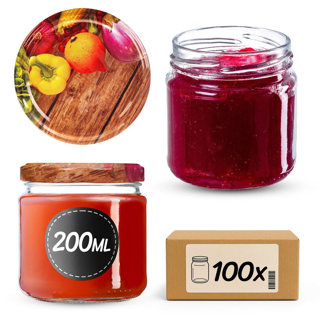 KADAX 100er Set Einmachgläser 200ml TO66, Marmeladengläser Vorratsgläser Mason Jar mit Schraubdeckel