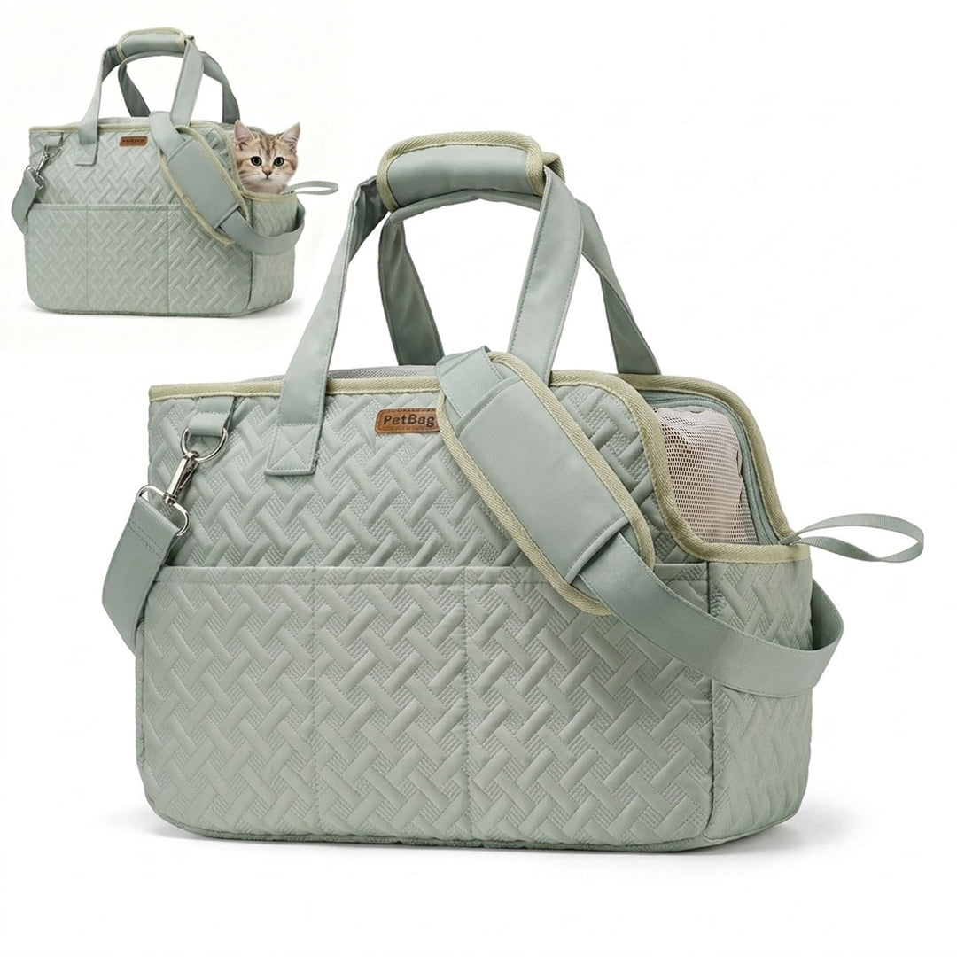 Hundetasche Faltbar Leicht mit Sicherheitsleine Dual Entry für Kleine Grün, Grün