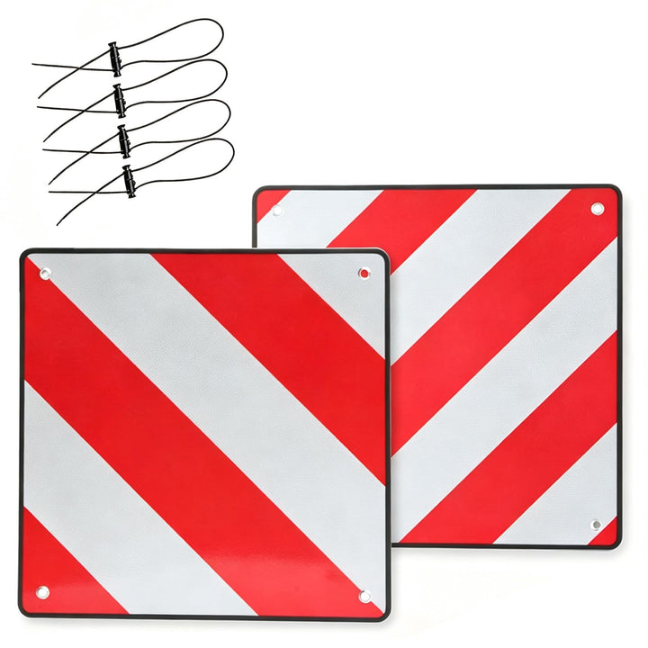 2 in 1 Warntafel Italien und Spanien, 50 x 50 cm Reflektierendes Warnschild mit 4 Spannseilen, Doppe