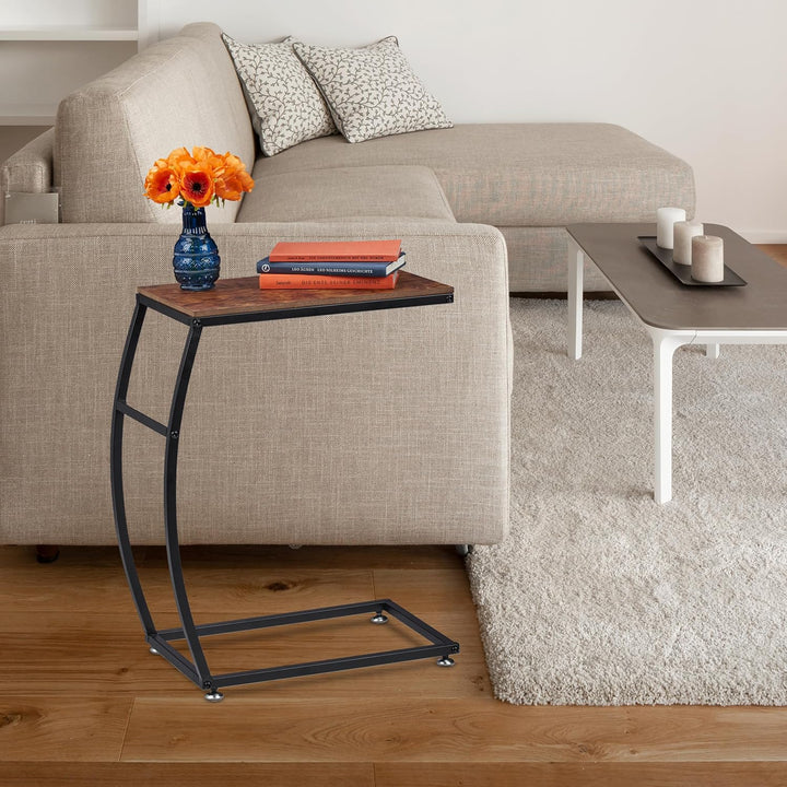 Relaxdays Beistelltisch Industrial Design, C-Form, HBT 58,5 x 47,5 x 25 cm, Tisch für Couch &amp; Bett,