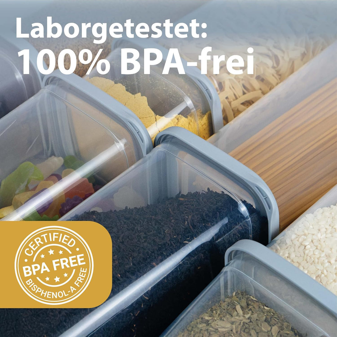 Luftdichte Vorratsdosen mit Deckel [500ml - 12er-Set] Hellgrau - Stapelbar &amp; platzsparend für die Kü