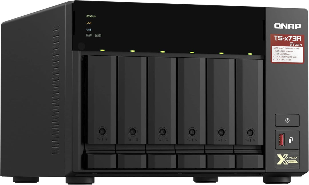 Qnap TS-673A-8G 6-Bay NAS, AMD Ryzen V1000 Series V1500B 4C/8T 2,2 GHz, One Size NAS Single 6-bay 8G