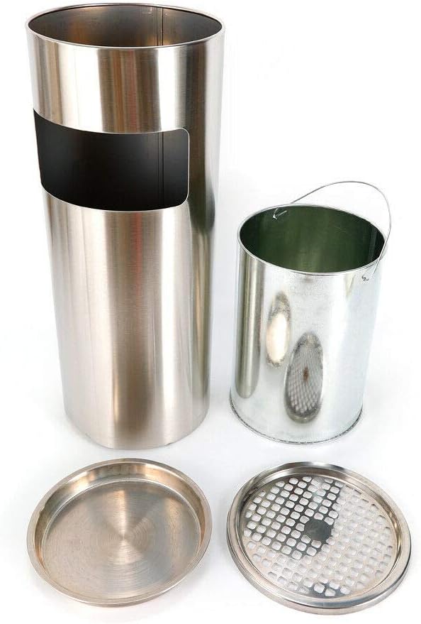 Standaschenbecher Aschenbecher mit Mülleimer 30L Mülleimer mit Inneneimer Edelstahl Abfalleimer für