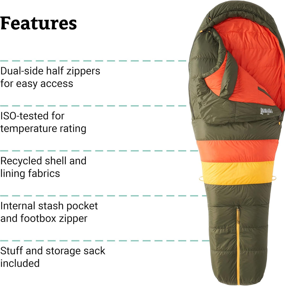 Marmot Never Winter, Down Adult Mummy Sleeping Bag, 650 Duck down Filling, Very Light and warm, 183