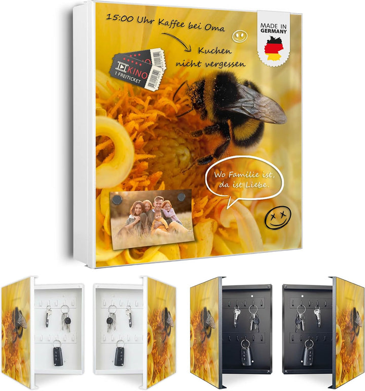 banjado Grosser Schlüsselkasten Metall - Schlüsselbox 30x30cm beschreibbarer mit 32 Haken - Schlüsse