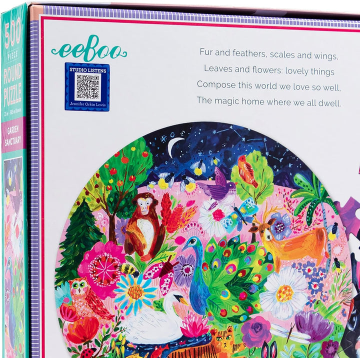 eeBoo - Round Puzzle 500 pcs - Garden Sanctuary - (EPZFGSA