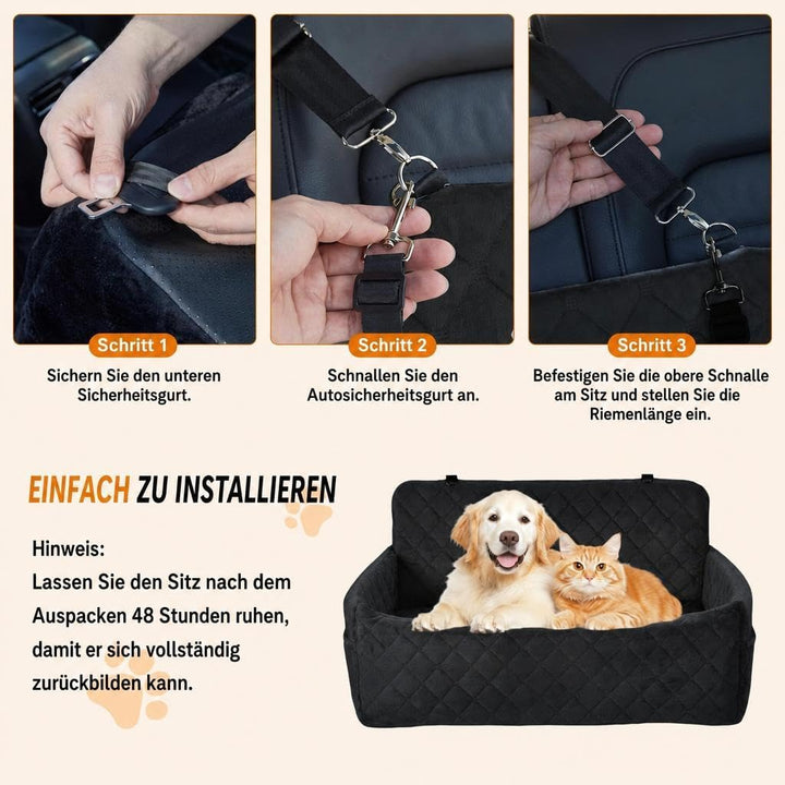 HAUSPROFI Hunde autositz für mittlerer/grosse Hunde, Schwarz, Schwarz