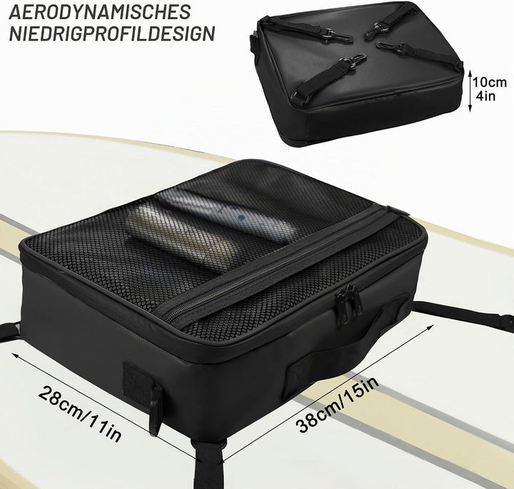 SUP Deck Kühltasche – Decktasche wasserdicht, Seitengriff, Schultergurt, Netztasche oben, Deckzubehö