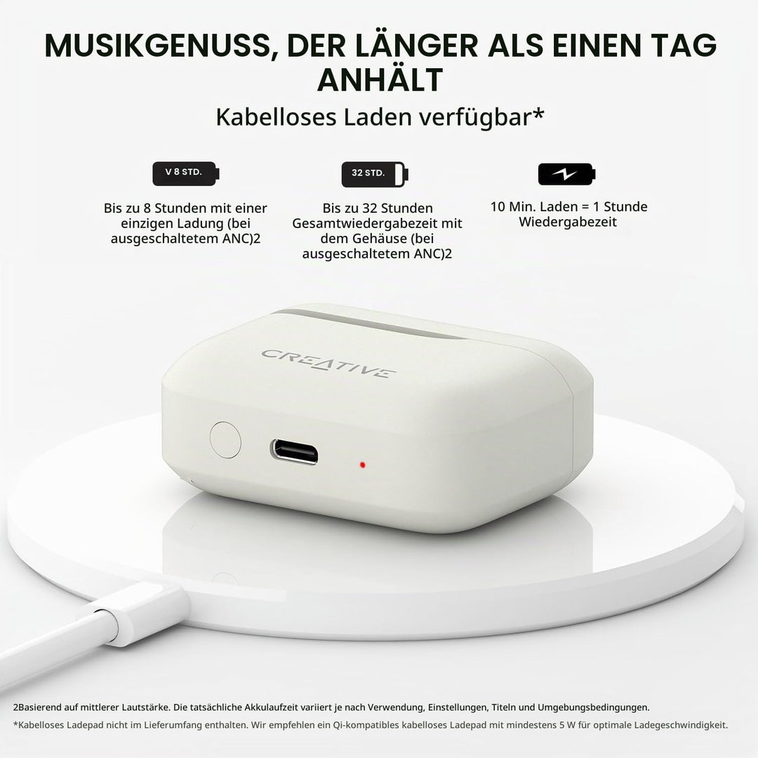CREATIVE Zen Air Plus Leichte, echte kabellose In-Ears mit Bluetooth LE-Audio, hybrider aktiver Gerä