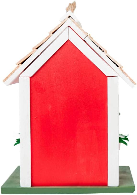 MEWANG Hängendes buntes Vogelhaus Garten Landhäuser Vogelhaus Höhle 24,6 cm Holz rot, rot